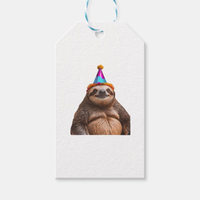 Chunky Sloth födelsedagsfest som ger ett lustigt m Presentetikett (Framsidan)