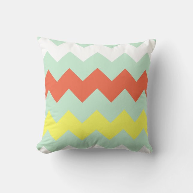 Chunky sparre - Mint/korall/solsken Kudde (Framsida)