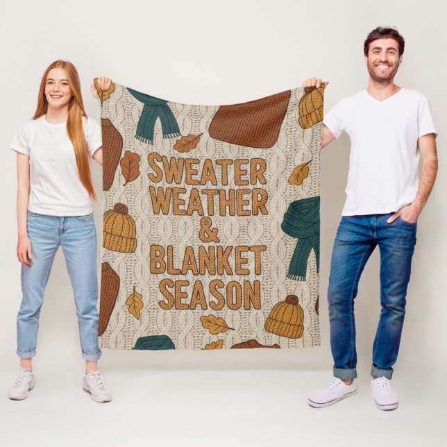 Chunky Sticka Sweater Weather & Season Mysigt Fleecefilt (På plats)