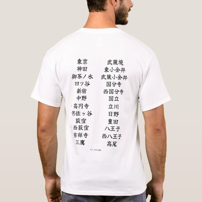 "Chuo Line" Japanese station name T-shirts (Baksida)