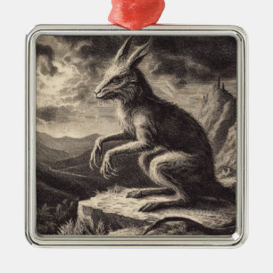 Chupacabra Antique Illustration Horror Julgransprydnad Metall