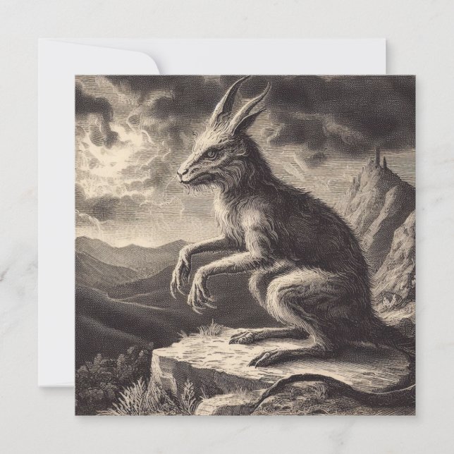 Chupacabra Antique Illustration Horror Kort (Framsida)