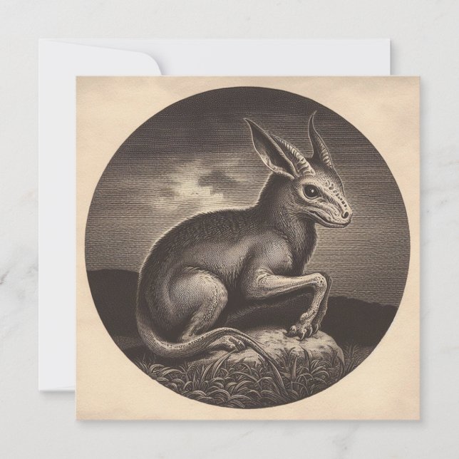 Chupacabra Antique Illustration Horror Kort (Framsida)