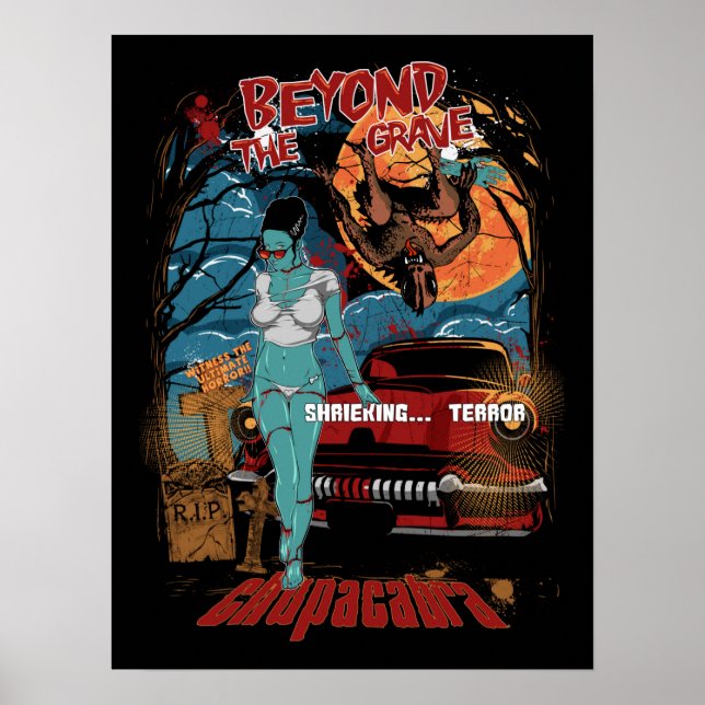 Chupacabra bortom den grav kryptidskreaturen poster (Framsidan)