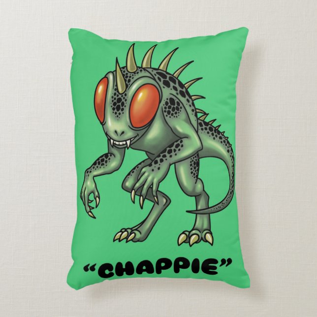 Chupacabra "Chappie" Cryptid Prydnadskudde (Framsidan(Vertikal))