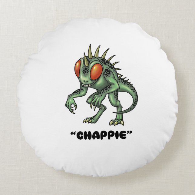 Chupacabra "Chappie" Cryptid Rund Kudde (Framsidan)