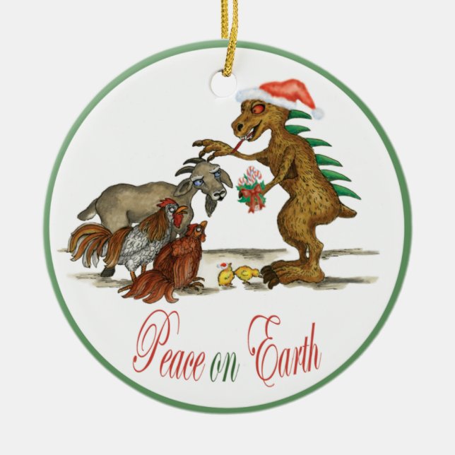 Chupacabra- och getprydnad julgransprydnad keramik (Framsidan)