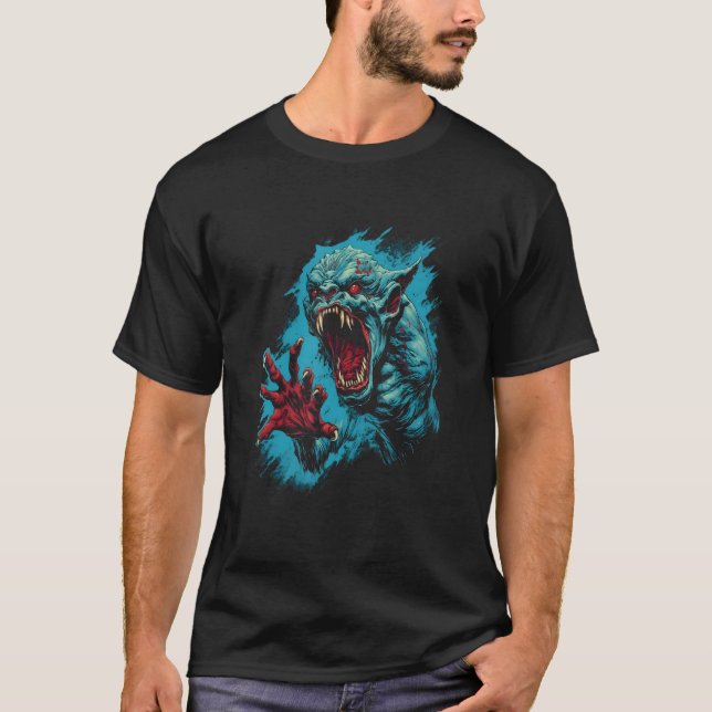 Chupacabra The Goat Sucker by Haunted Horror Hallo T Shirt (Framsida)