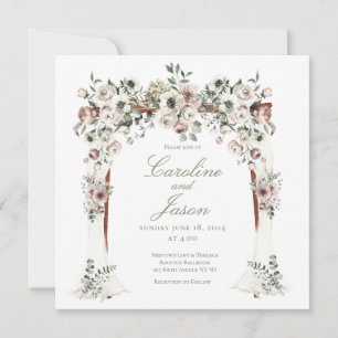 Chuppah Blommigt Canopy White Bröllop Inbjudningar