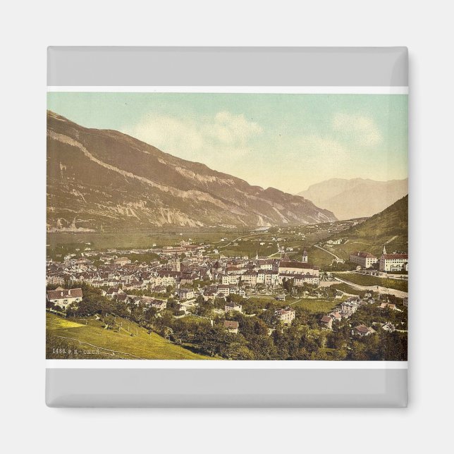 Chur, Grisons, Schweiz vintage Photochrom Magnet (Framsidan)