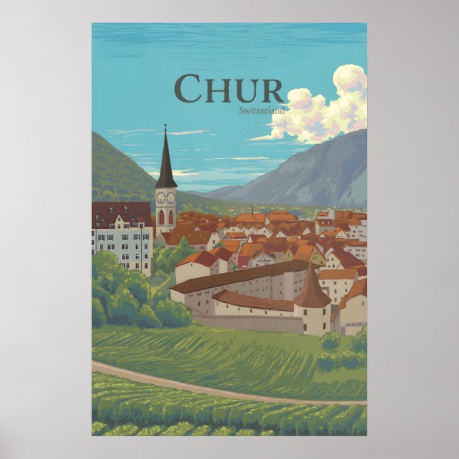 Chur Schweiz Resemålningaffisch Poster (Framsidan)