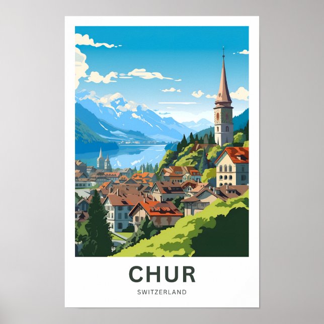 Chur Schweiz Travel Skriv ut Poster (Framsidan)