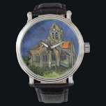 Church at Auvers-sur-Oise av Vincent van Gogh Armbandsur<br><div class="desc">Kyrkan i Auvers av Vincent van Gogh är en vintage bra konst post impressionism arkitektonisk målning. En yttre syn på en kyrka med nedfläckad glasfönster och ett figur som går mot Chapel längs en kullstolpe väg. Om konstnären: Vincent Willem van Gogh (1853-1890) var en av de mest berömd Post impressionist-målarna...</div>