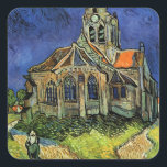 Church at Auvers-sur-Oise av Vincent van Gogh Fyrkantigt Klistermärke<br><div class="desc">Kyrkan i Auvers av Vincent van Gogh är en vintage bra konst post impressionism arkitektonisk målning. En yttre syn på en kyrka med nedfläckad glasfönster och ett figur som går mot Chapel längs en kullstolpe väg. Om konstnären: Vincent Willem van Gogh (1853-1890) var en av de mest berömd Post impressionist-målarna...</div>