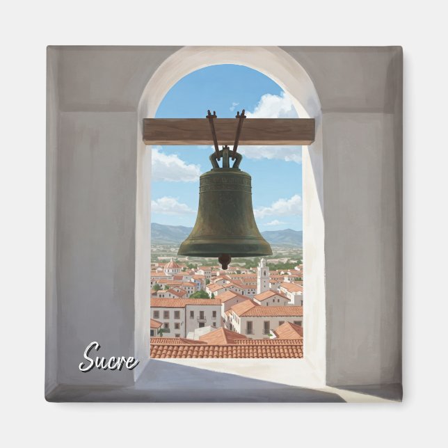 Church Bell i Sucre Bolivia Travel Magnet (Framsidan)