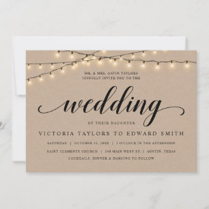 Church Bröllop Ceremony, Parent Hosting, Kraft Inbjudningar