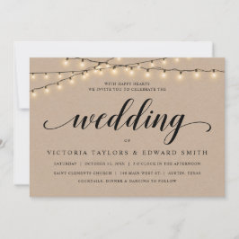 Church Bröllop Ceremony, String Ljus, Kraft Inbjudningar