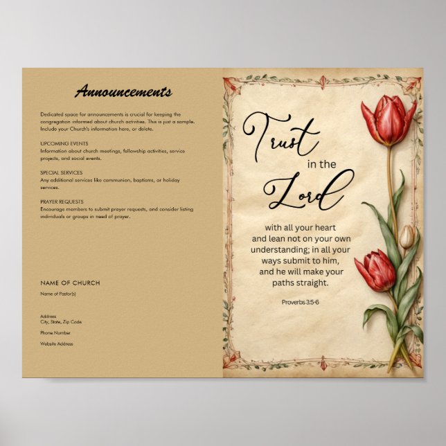 Church Bulletin for Download and Print Poster (Framsidan)