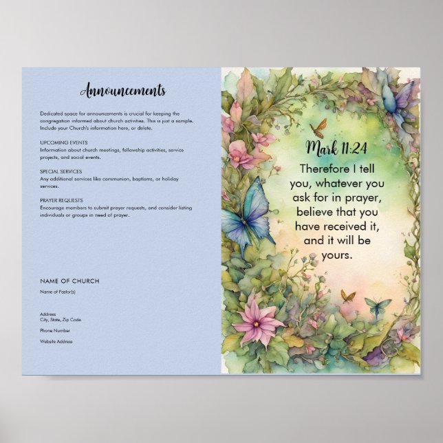 Church Bulletin for Download and Print Poster (Framsidan)