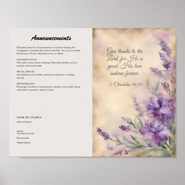 Church Bulletin for Download and Print Poster (Framsidan)