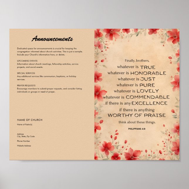 Church Bulletin for Download and Print Poster (Framsidan)