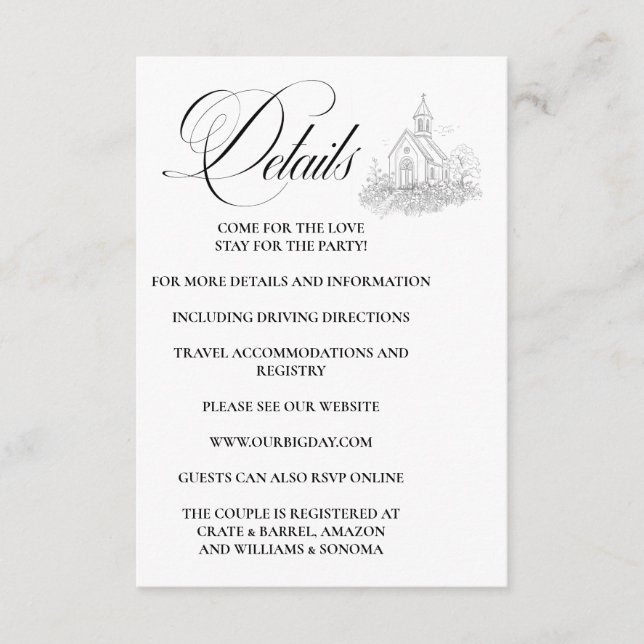 Church Calligraphy Enclosure Card Details Tilläggskort (Framsida)