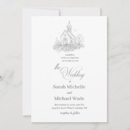 Church Calligraphy Wedding Invitation Inbjudningar