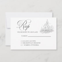 Church Calligraphy Wedding RSVP card
