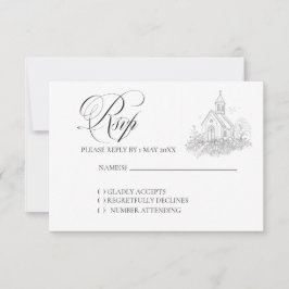 Church Calligraphy Wedding RSVP card OSA Kort
