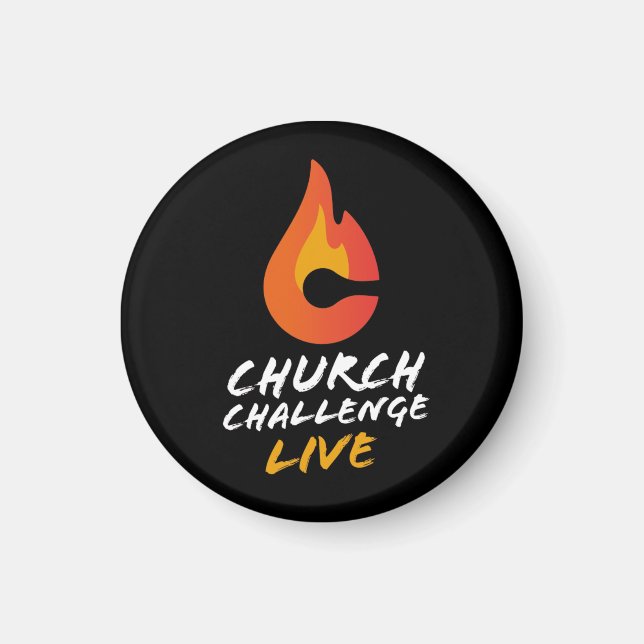 CHURCH CHALLENGE LIVE Orange Flamed C Black Magnet (Framsidan)