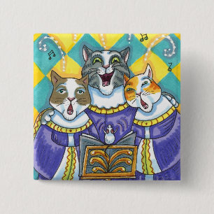 CHURCH CHOIR CATS & MOUSE SINGING CHRISTMAS SÅNG KNAPP