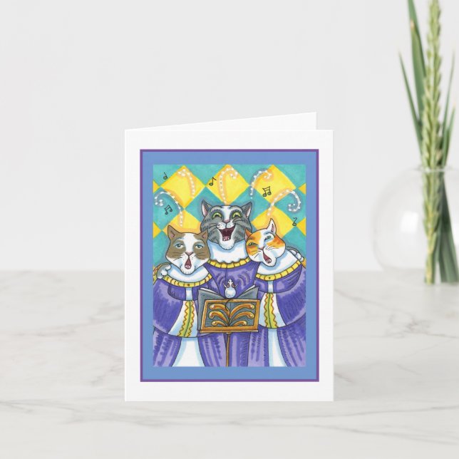 CHURCH CHOIR CATS & MOUSE SINGING JULAFTON SÅNG Bl Kort (Framsida)