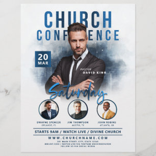 Church Conference Service Faded City-händelse Reklamblad