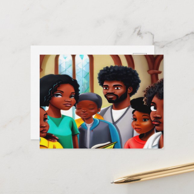 Church Folks Christian Art Postcard Vykort (Fram/Back In Situ)