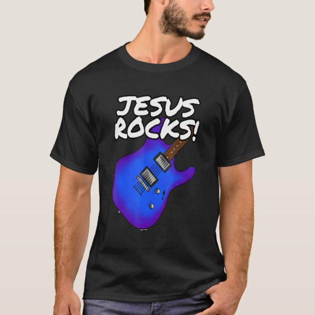 Church Guitarist Jesus Sten Electric Guitar T Shirt (Framsida)