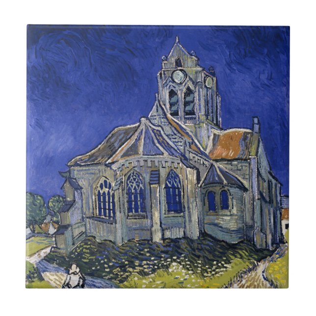 Church in Auvers av Van Gogh Painting Art Kakelplatta (Framsidan)