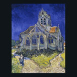 Church in Auvers-sur-Oise av Vincent Van Gogh Poster<br><div class="desc">Kyrkan i Auvers-sur-Oise, View from the Chevet av Vincent Van Gogh, oil on canvas 1890, är en landskapsmålning av en gammal, massiv, gotisk katedralkyrka i stil med rundad apse och lång klocka torn stigning från en ljusbelyst, grasslig högtrappa till en mörk blått, snurrande himlar. I förgrunden på den gafflade vägen...</div>