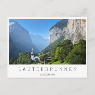 Church in Lauterbrunnen valley, Schweiz Vykort
