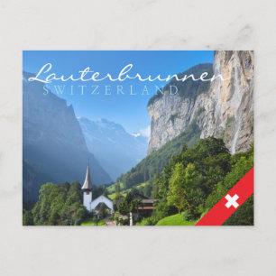 Church in Lauterbrunnen valley, Schweiz Vykort
