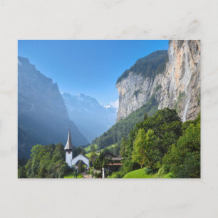 Church in Lauterbrunnen valley, Schweiz Vykort