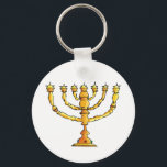 Church Menorah Nyckelring<br><div class="desc">En kyrkmenorah i guld med många ljus. Den här designen ser ut att vara effektiv i den här nyckelkedjan</div>