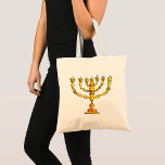 Church Menorah Tygkasse<br><div class="desc">En kyrkmenorah i guld med många ljus. Den här designen ser ut att vara verkligen på den här Tote Bag</div>