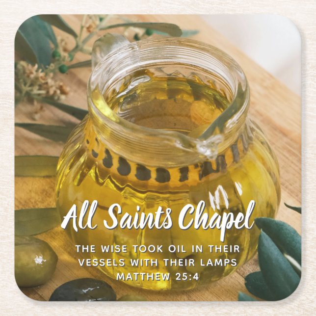 Church Namn Bible Verse Underlägg Papper Kvadrat (Framsidan)