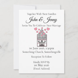 Church Organ Wedding, Organist Musician Inbjudningar
