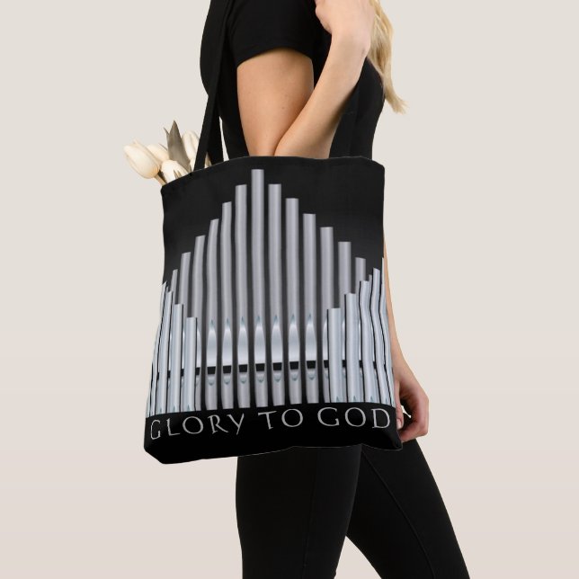 Church Organist All-over-Print Tote, Shoulder Tote Tygkasse (Närbild)