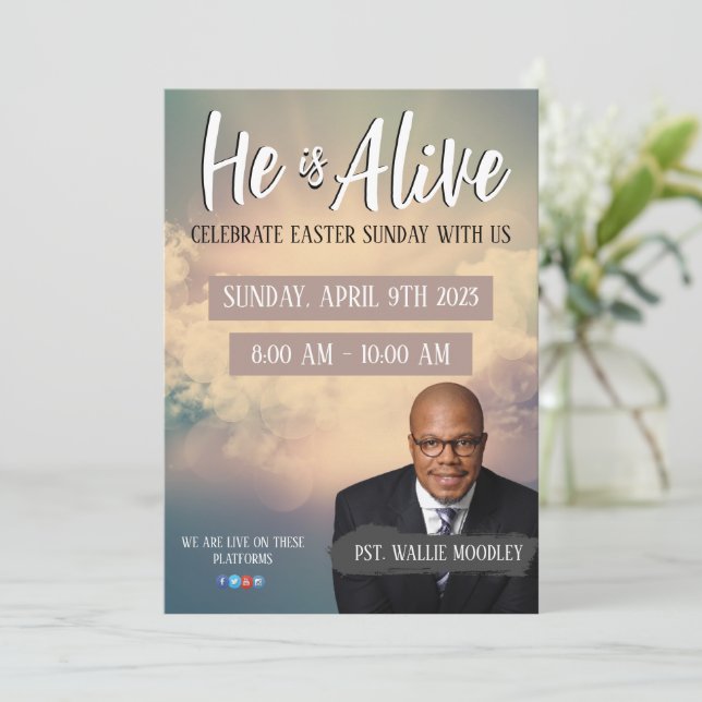 Church Påsk Söndag Service Flyer Inbjudningar (Stående Fram)