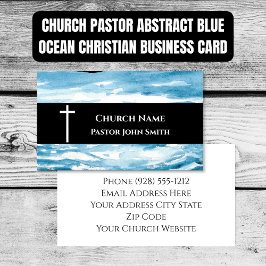 Church Pastor Abstract Blue Ocean Christian Visitkort