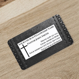 Church Pastor Black Leather Christian Visitkort