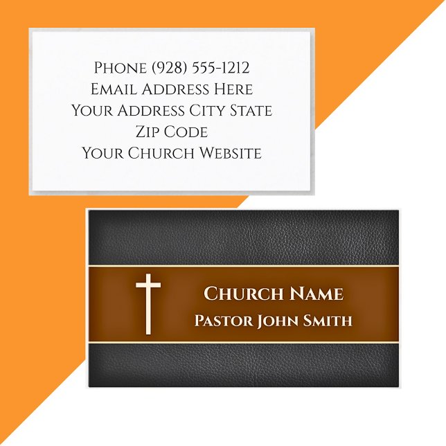 Church Pastor BLACK Leather Christian Visitkort (Skapare uppladdad)
