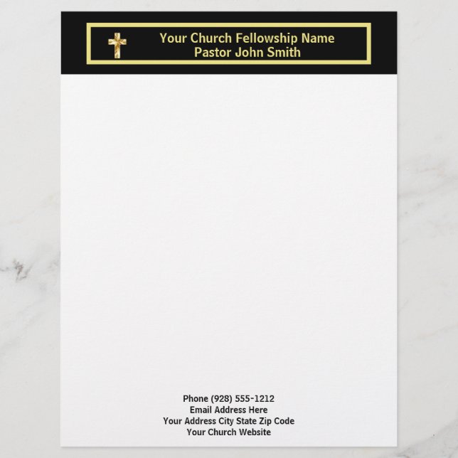 Church Pastor Classy Black Business Brevhuvud (Framsida)